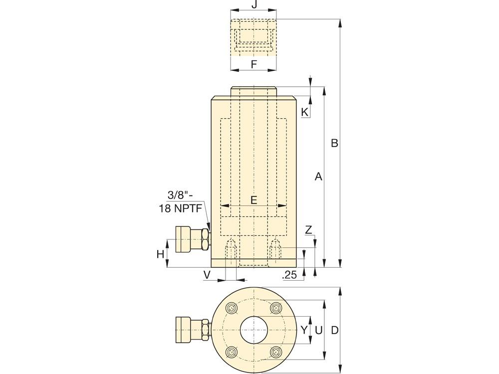 Imperial dimension diagram for RACH15010