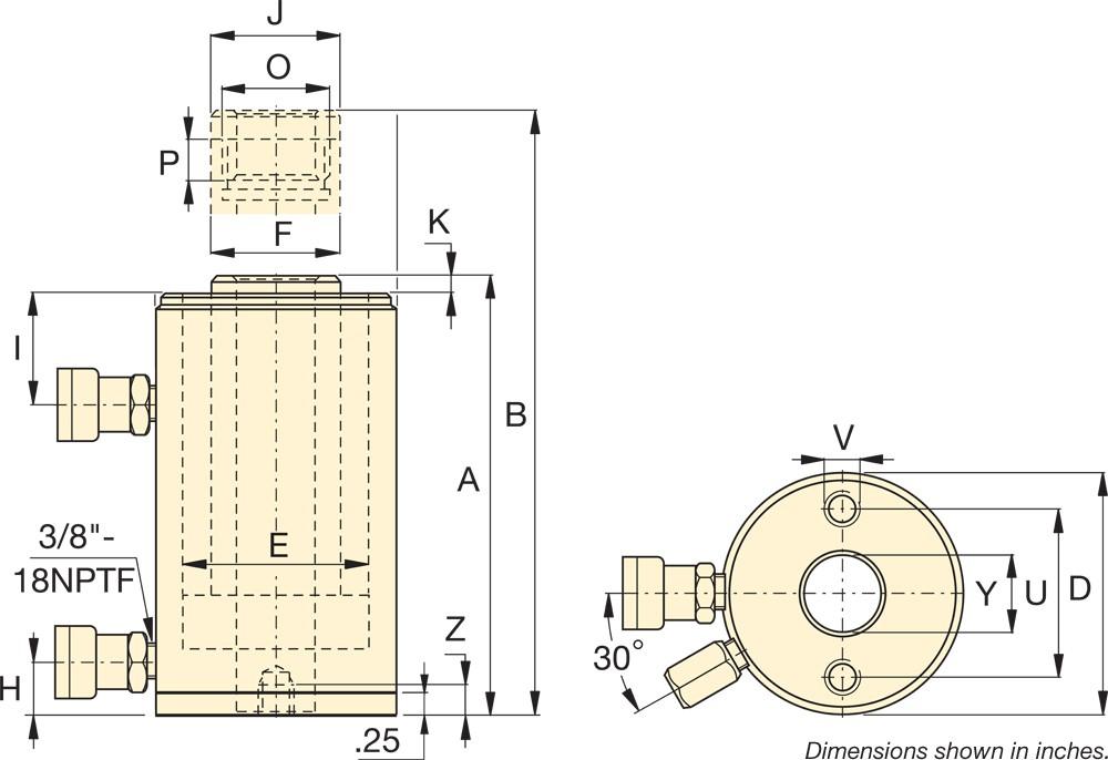 Imperial dimension diagram for RARH3010