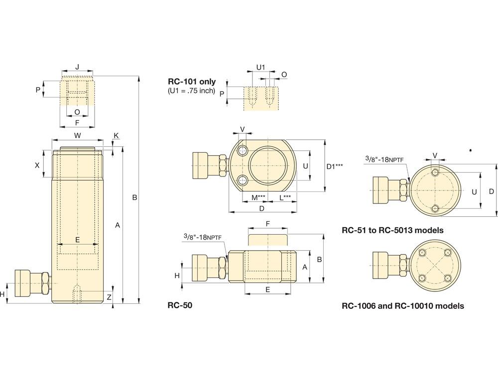 Imperial dimension diagram for RC10010